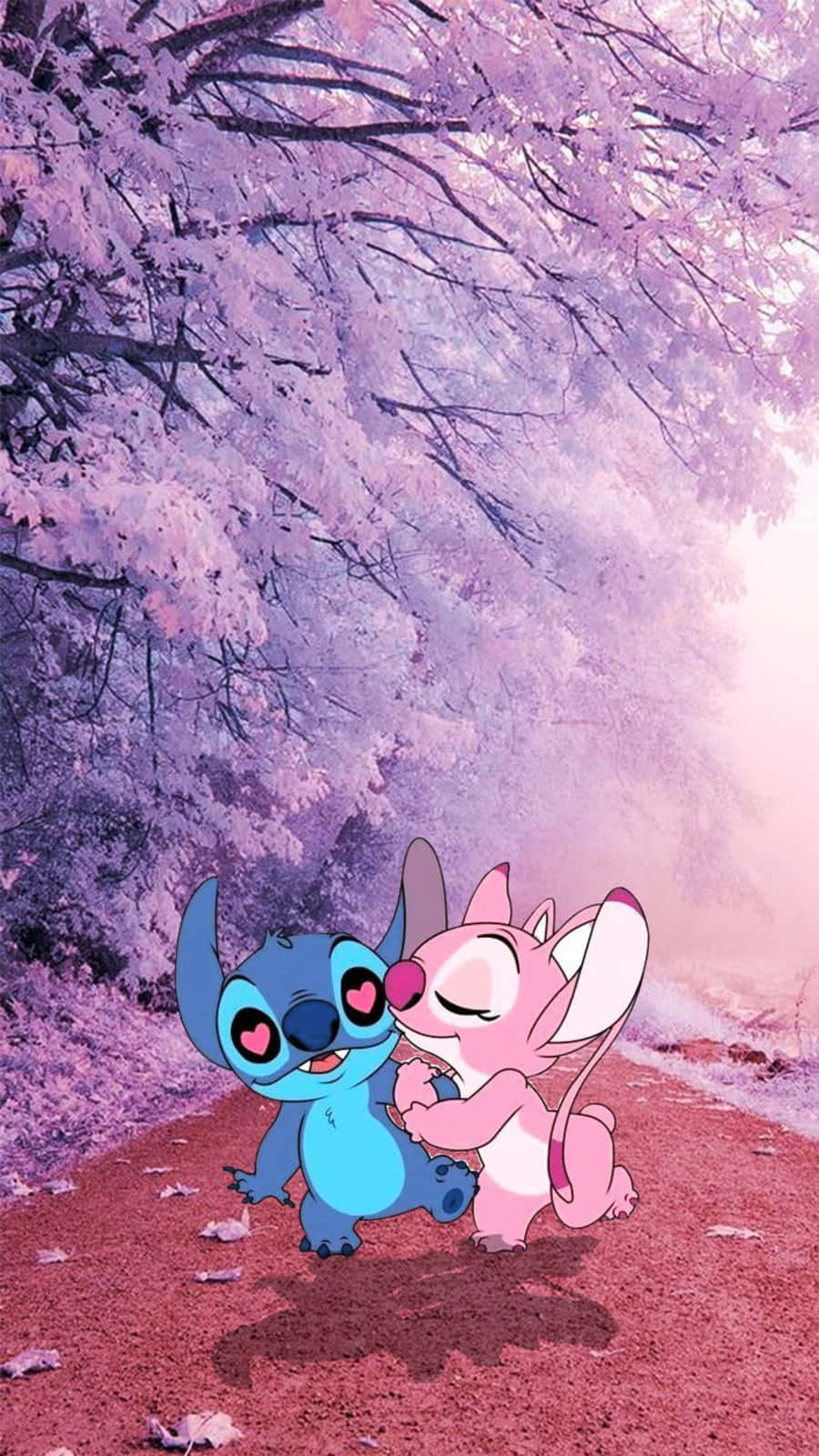 Love Between Stitch and Angel in a Heartwarming Moment Wallpaper
