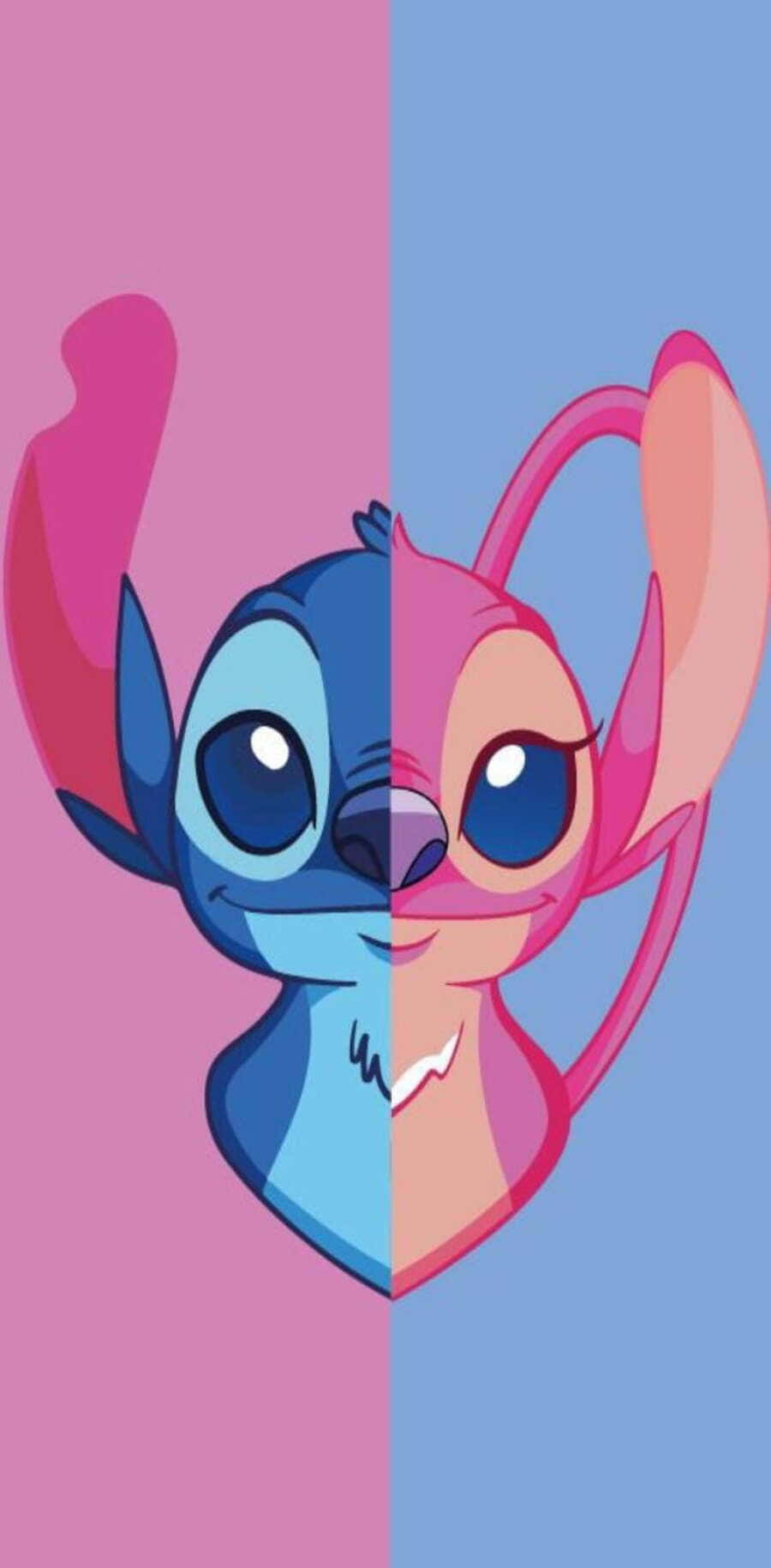 Love Stitch and Angel: A heartwarming embrace between two beloved characters Wallpaper