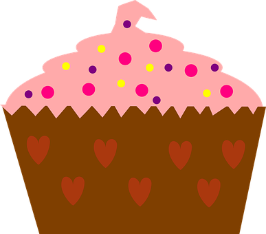 Love Themed Cupcake Illustration PNG