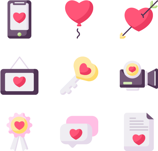 Love Themed Icons Set PNG