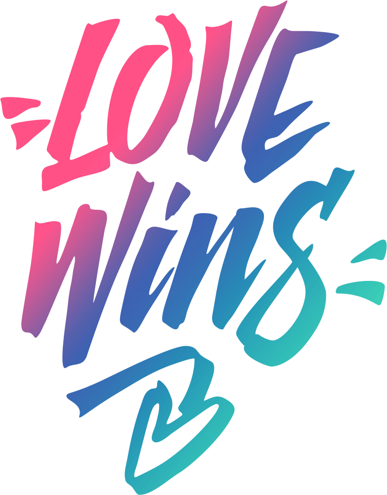 Love Wins Colorful Text Art PNG