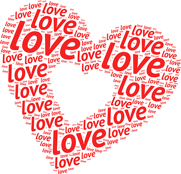 Love Word Cloud Heart Shape PNG