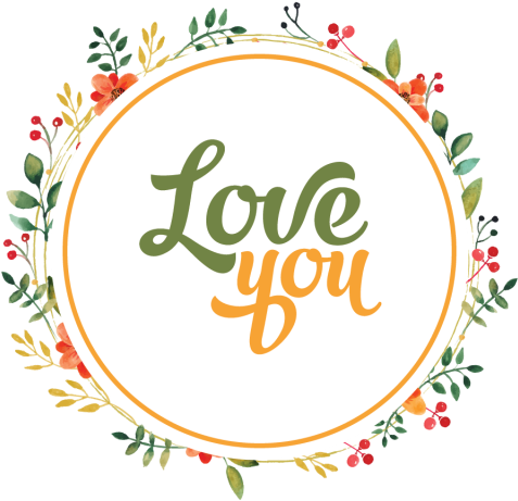 Love You Floral Frame Graphic PNG