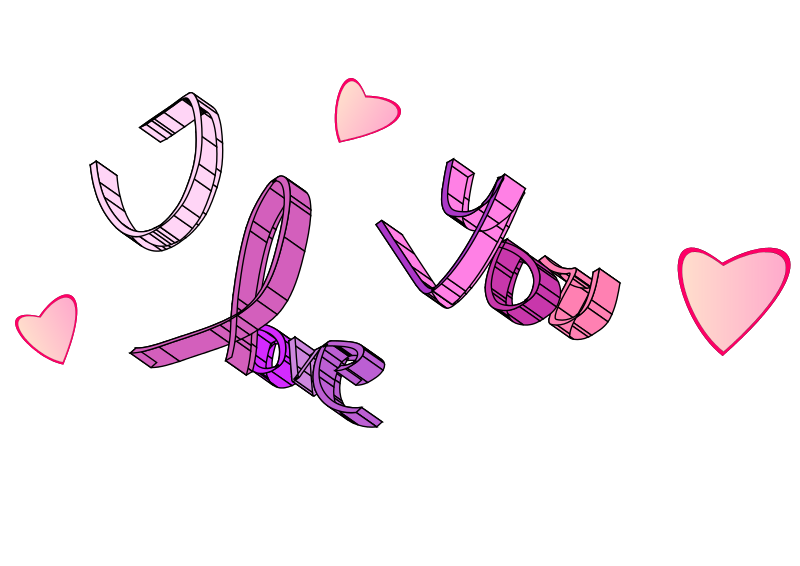Love You Hearts Graphic PNG