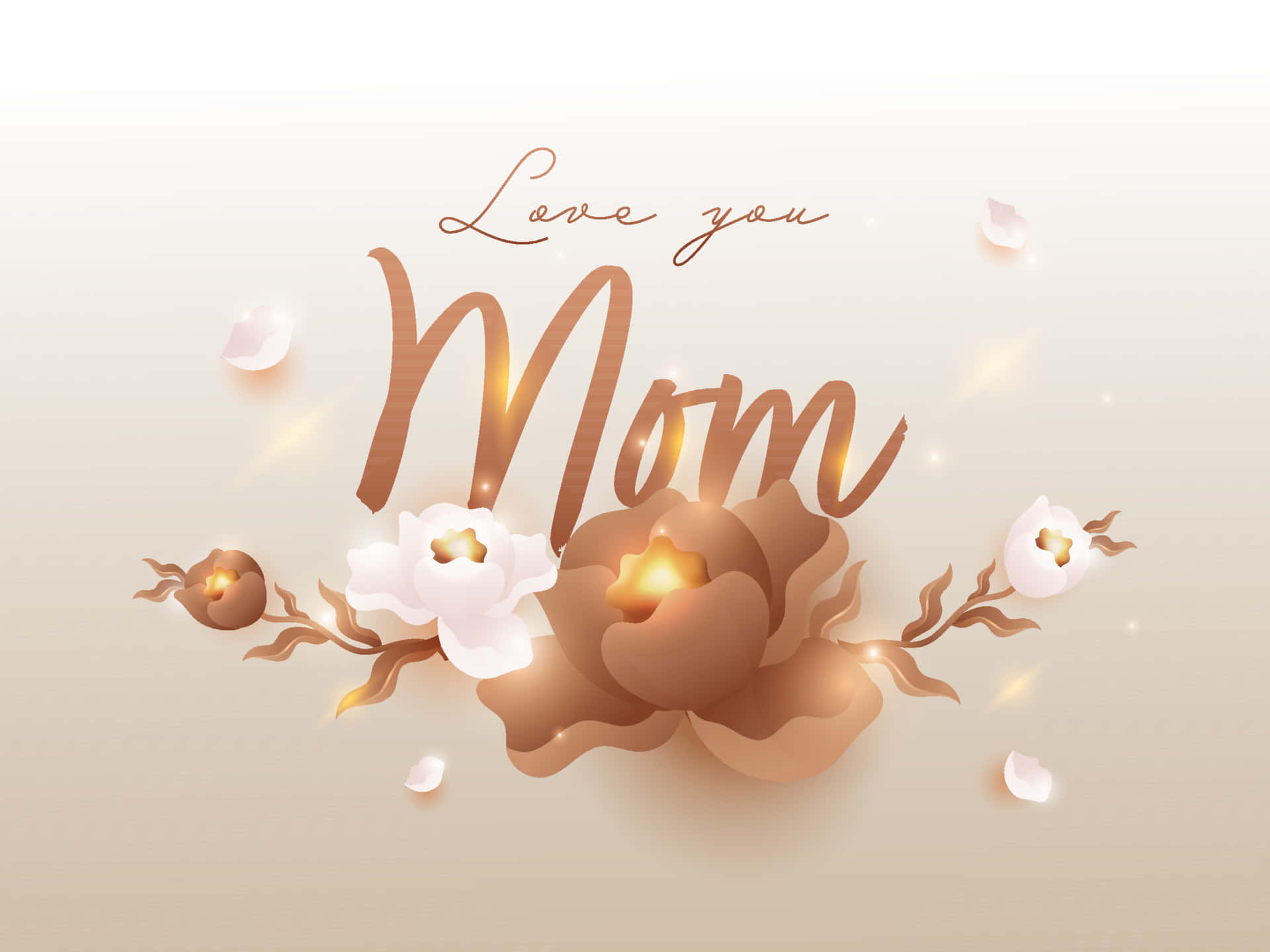 Love You Mom Floral Greeting Wallpaper