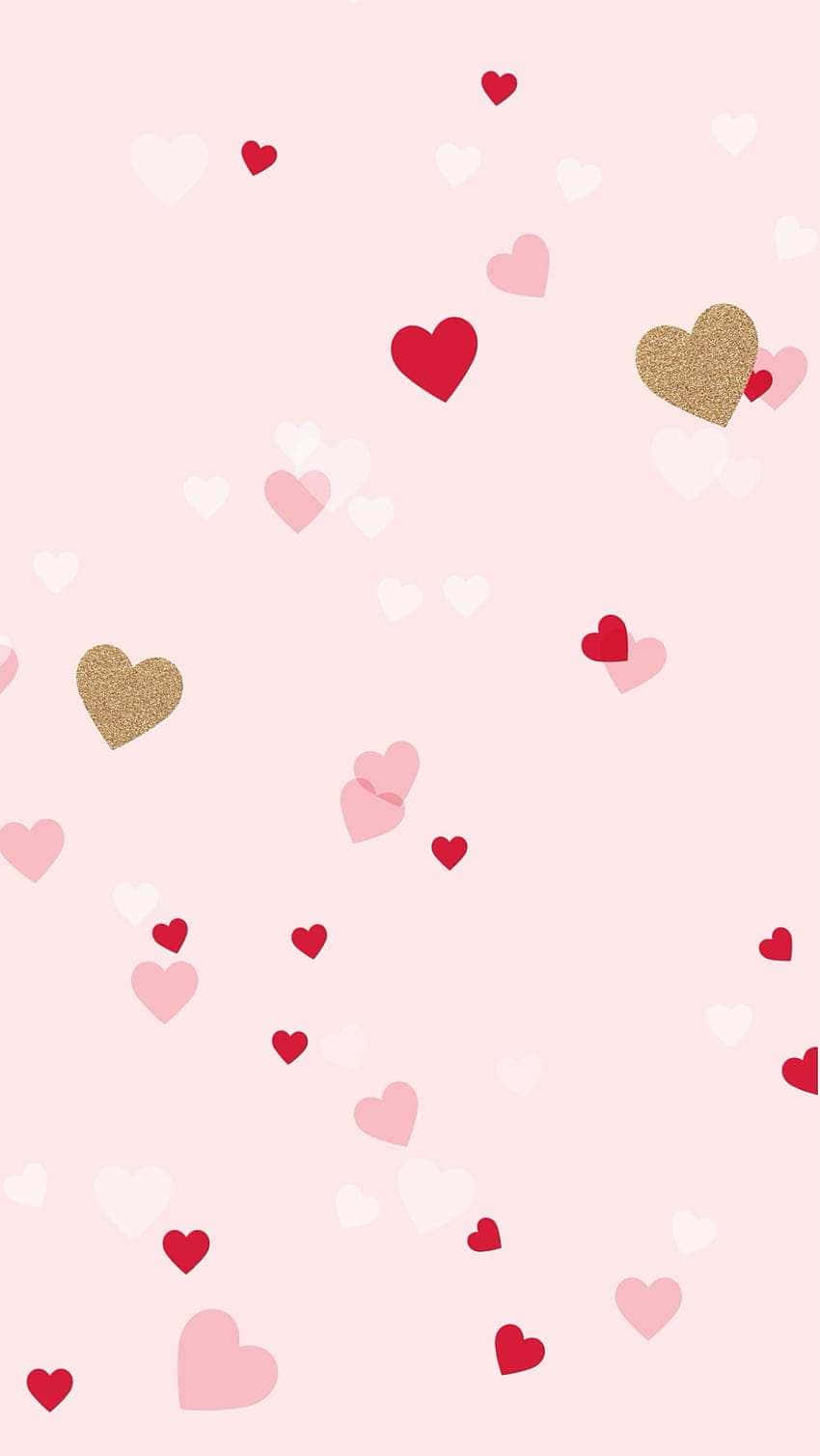 Lovecore Hearts Pattern Pink Background Wallpaper