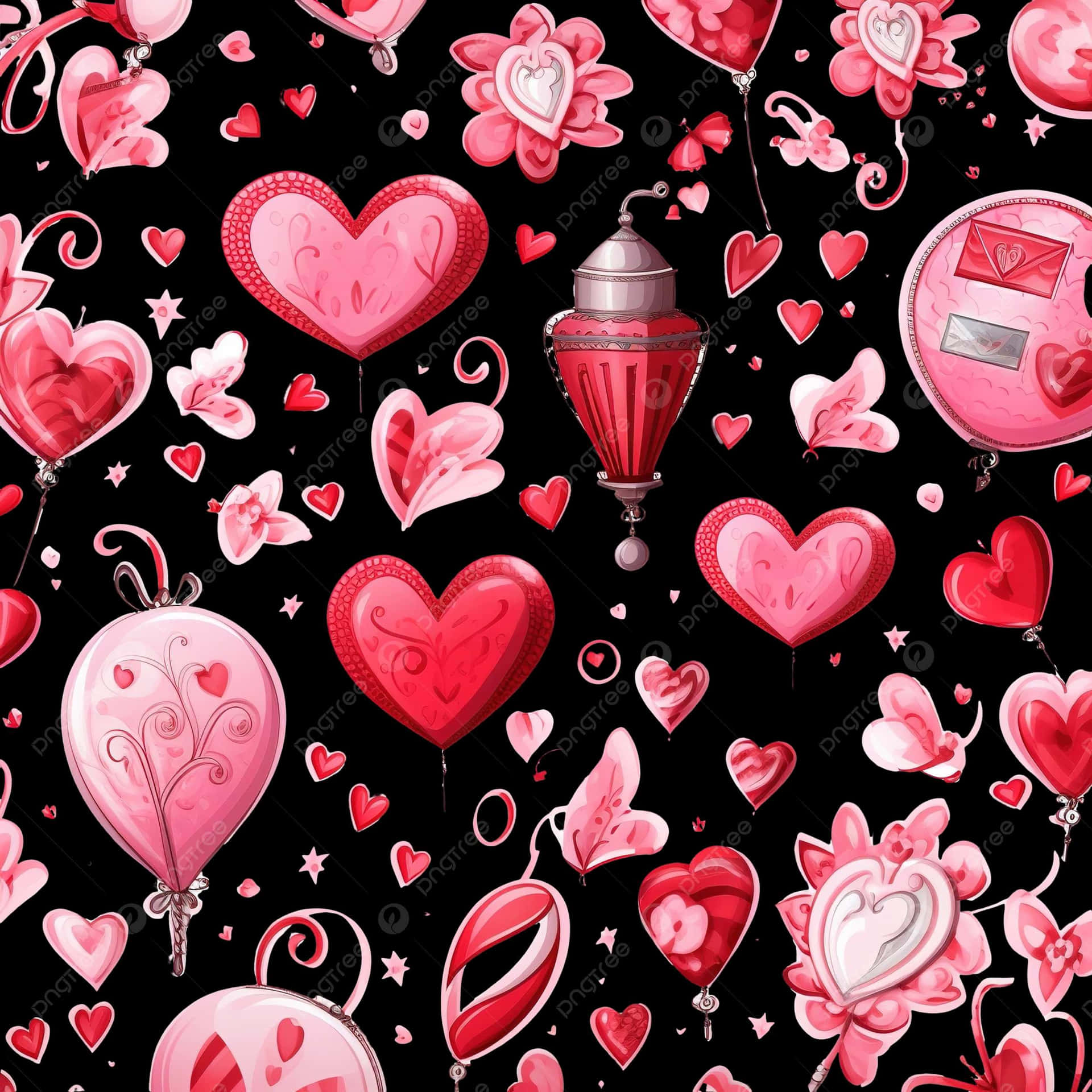 Lovecore Pattern Heartsand Valentine Elements Wallpaper