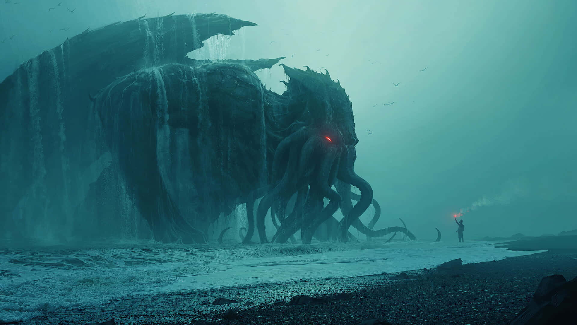 A Giant Monster Is Standing In The Water