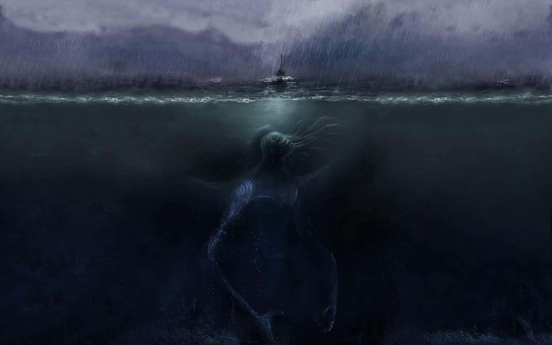 A Painting Of A Creature In The Water