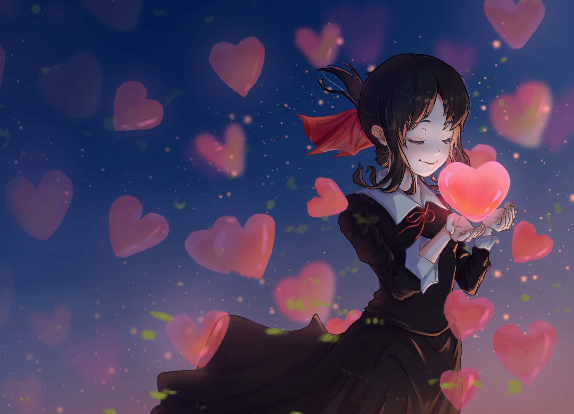 Lovely Anime Girl In Black [wallpaper] Wallpaper