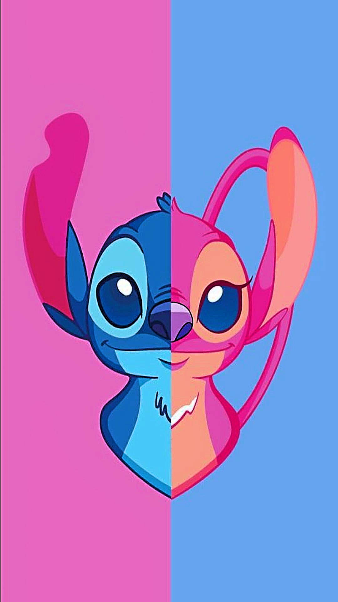 Lovely Couple Angel And Stitch Phone Wallpaper