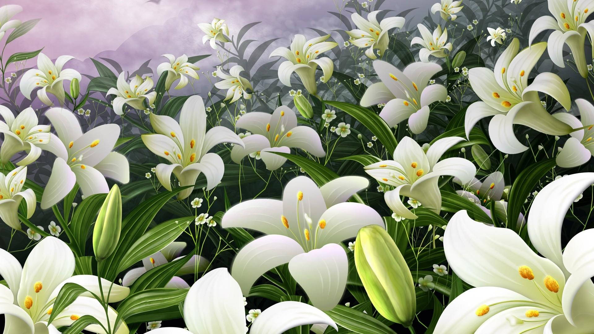Hermosasflores De Lirio Blanco De Pascua. Fondo de pantalla