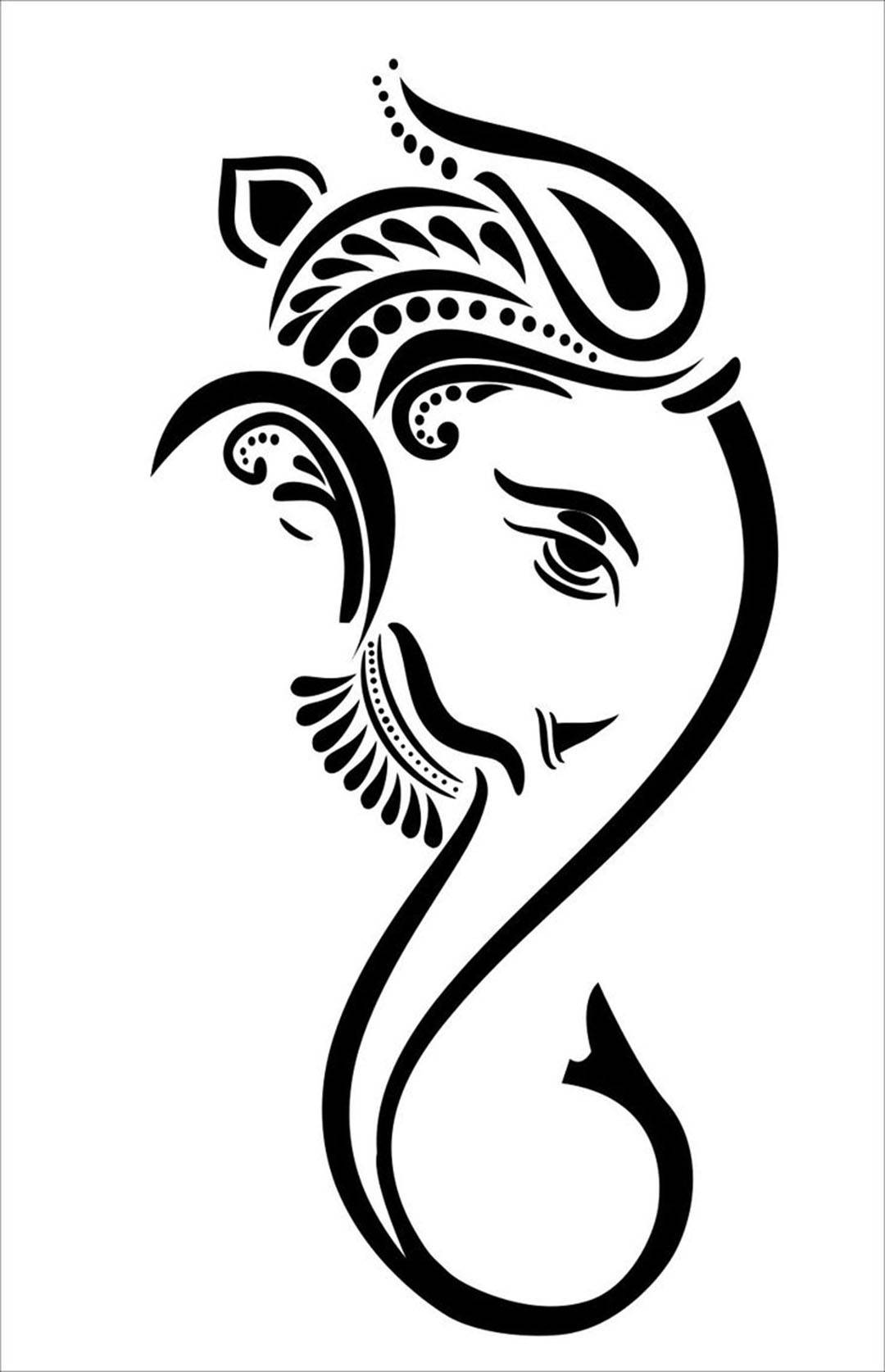 Divine Representation of Ganesh in Black and White Wallpaper