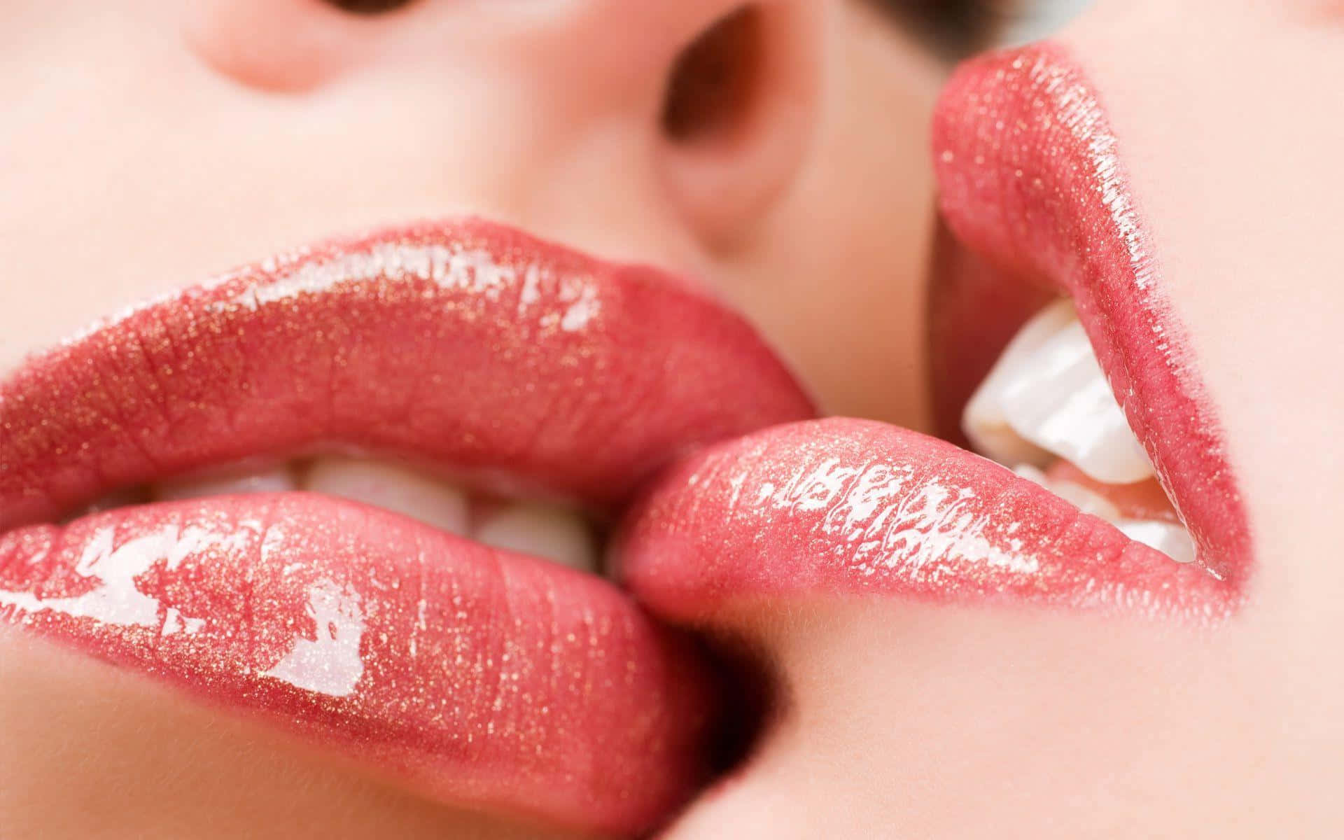 Lovely Kissing Red Lips Wallpaper