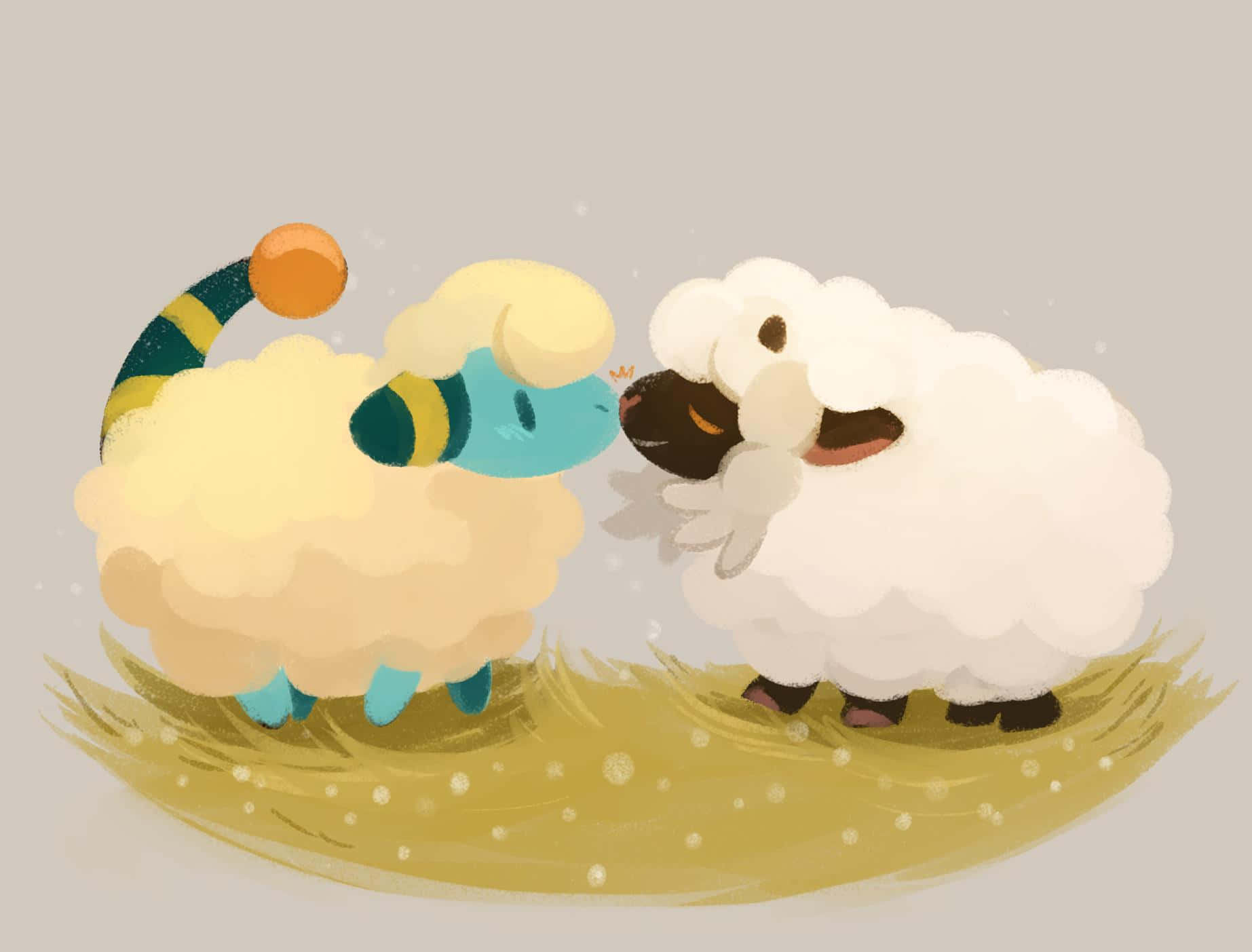 Lovely Mareep And Wooloo Art Wallpaper