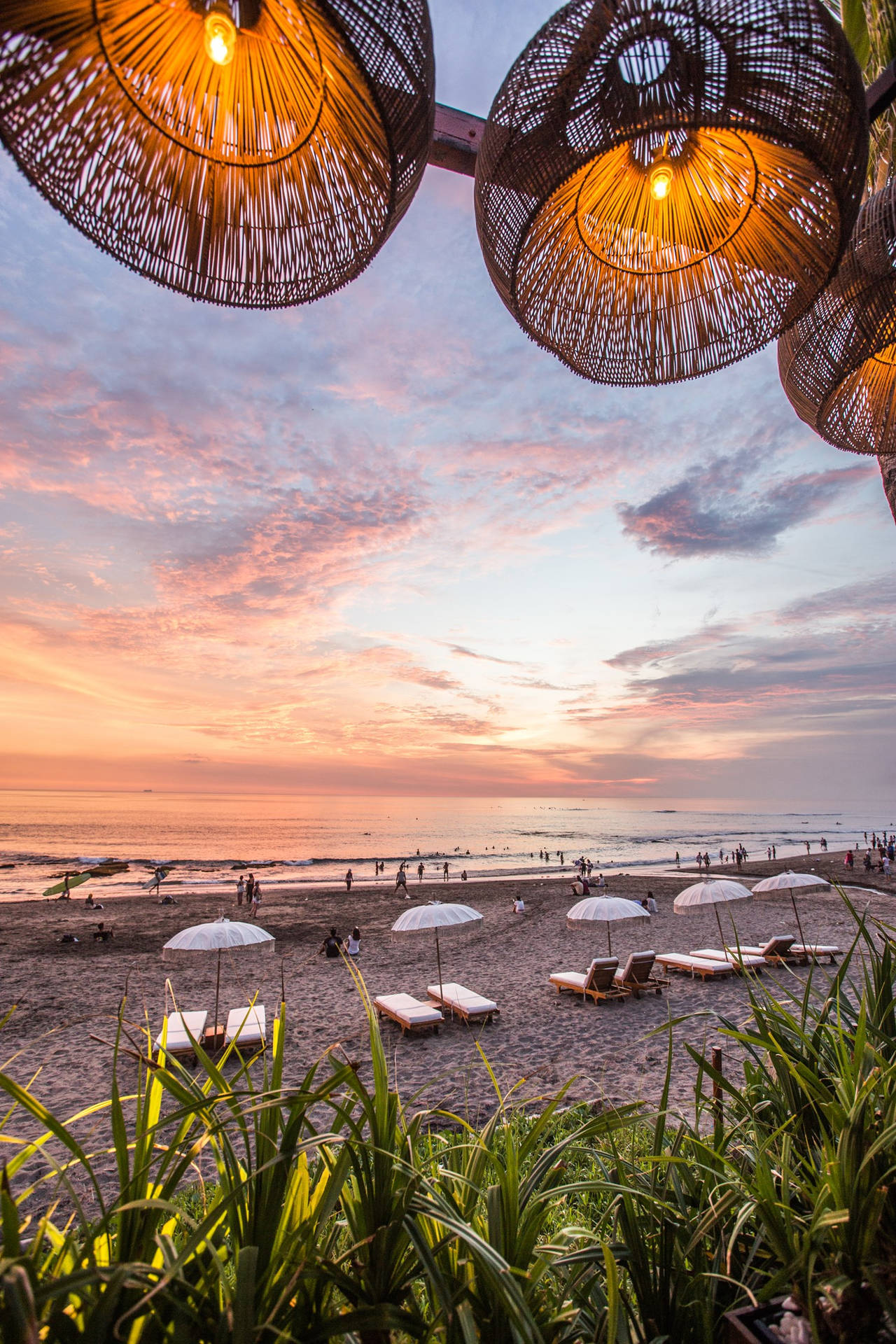 Lovely Sunrise Bali Canggu Beach Background