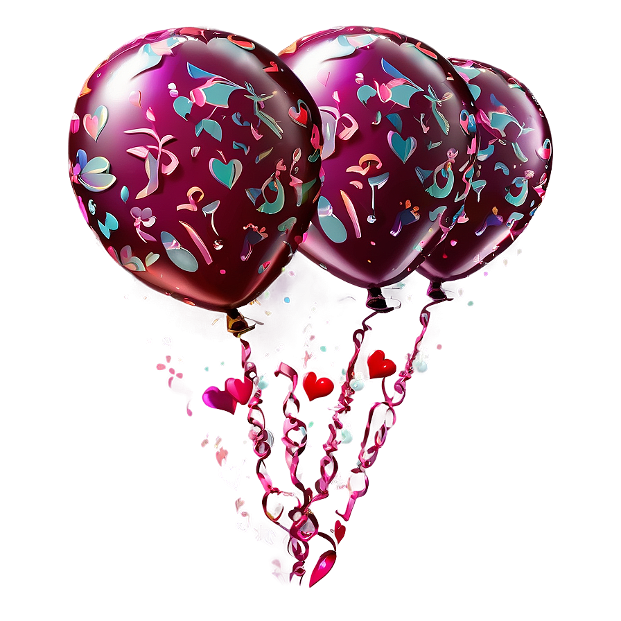 Lovely Valentine's Day Balloons Png Gve55 PNG