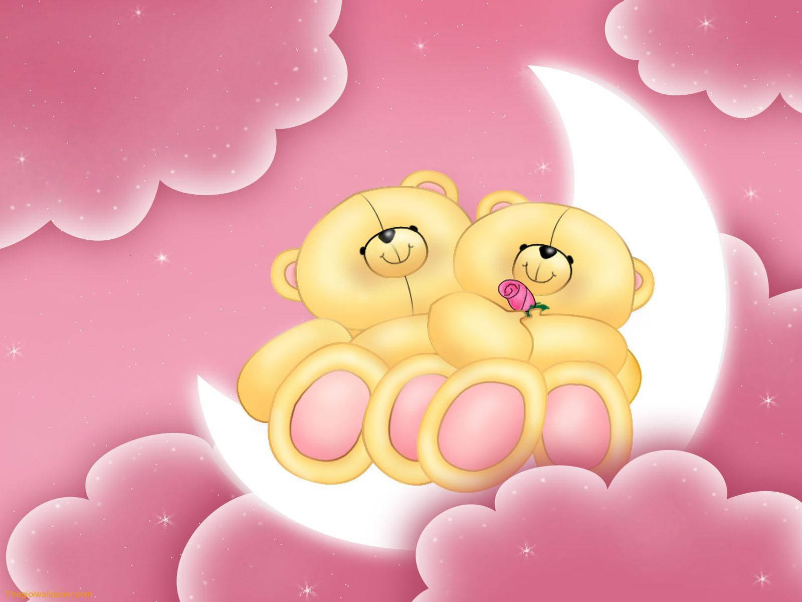 Lover Bears Moon Cute Desktop Wallpaper