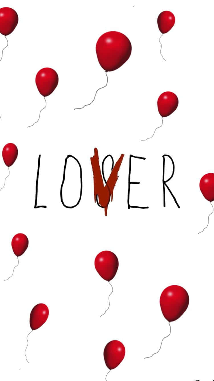 Red Balloons And White Lover Loser Wallpaper