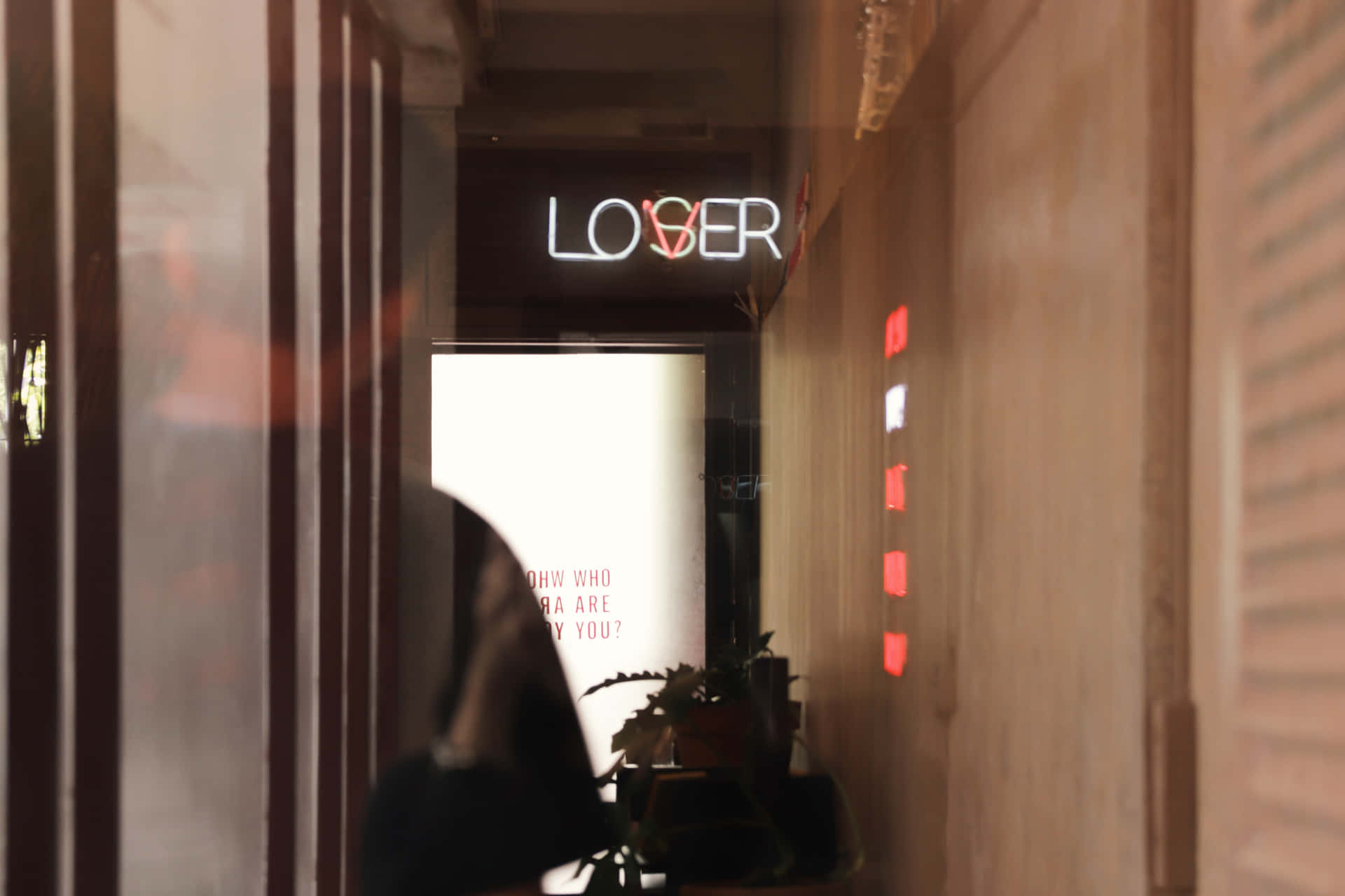 Light Sign Lover Loser Glass Door Wallpaper
