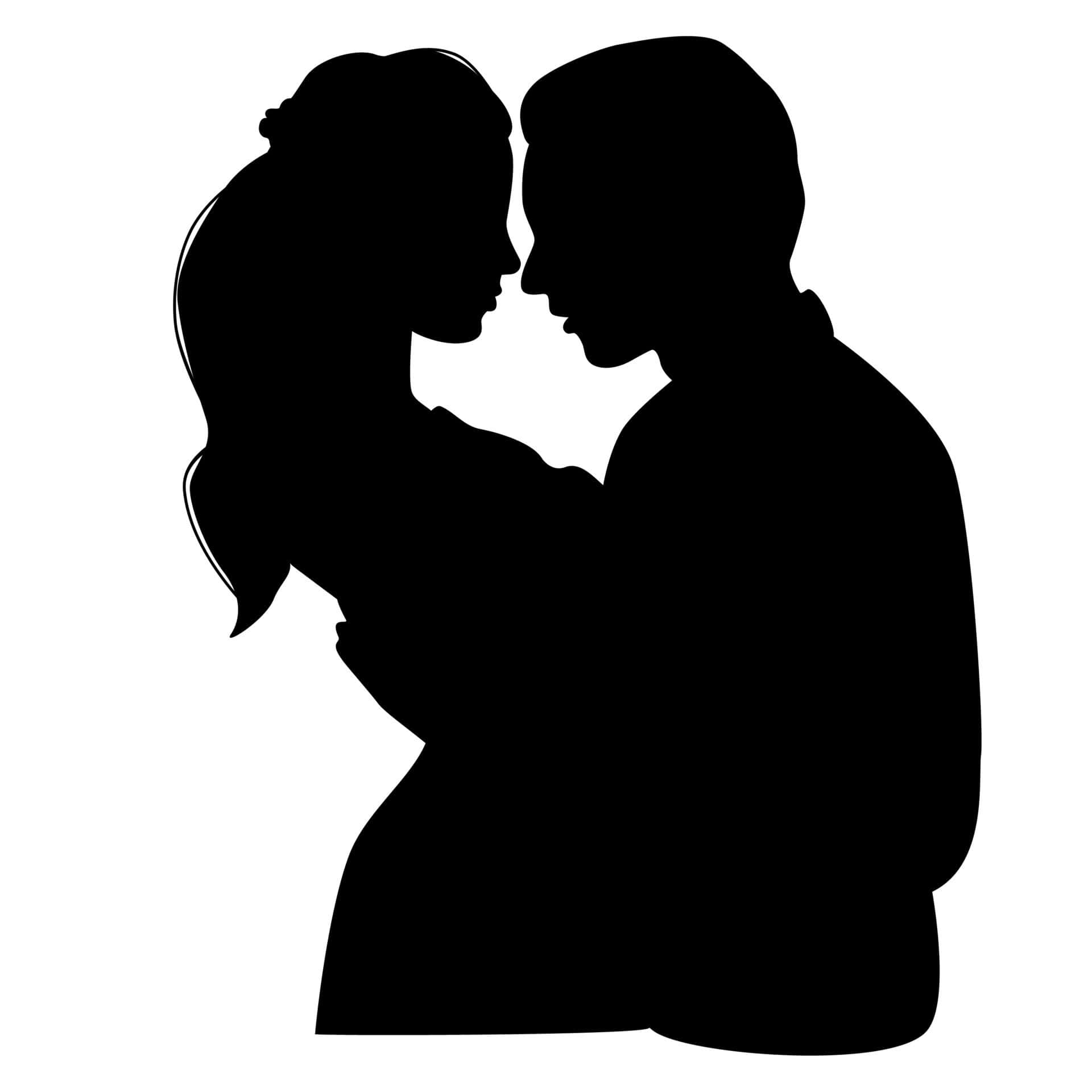Silhouette Of A Couple Hugging Each Other