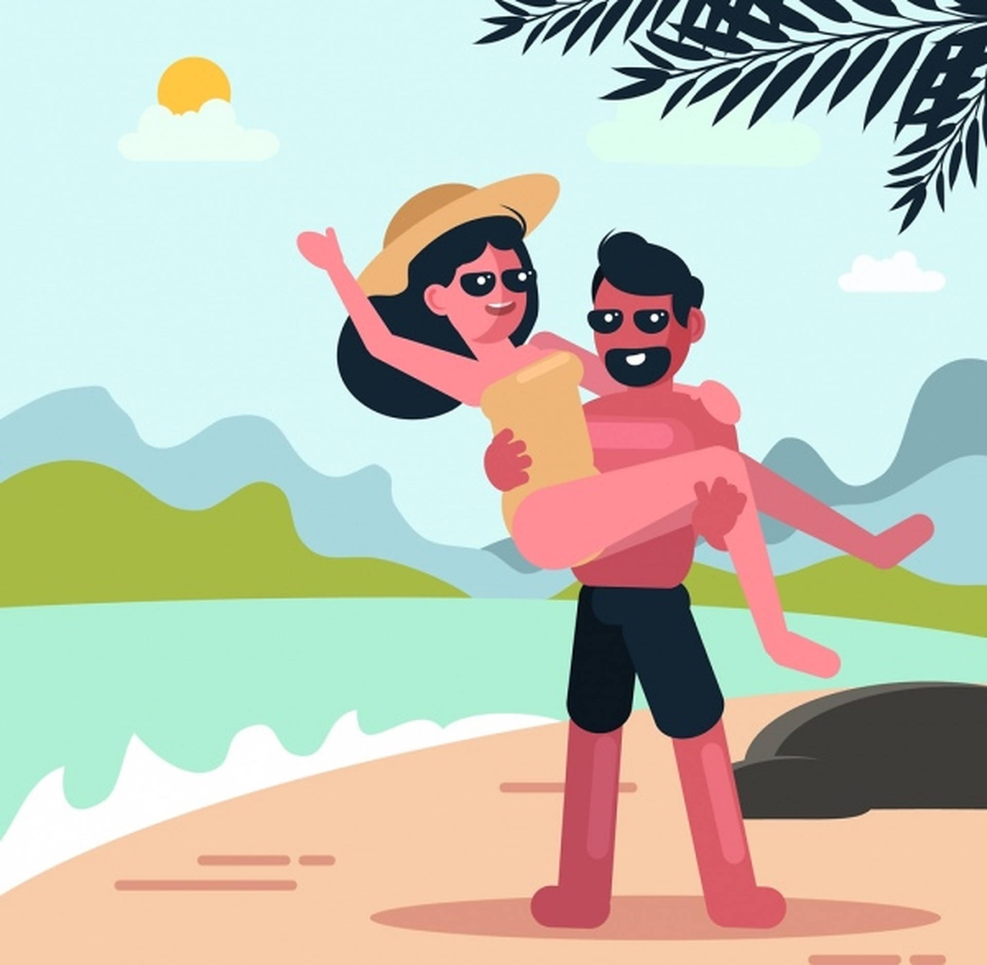 Lovers Beach Vacation Art Picture