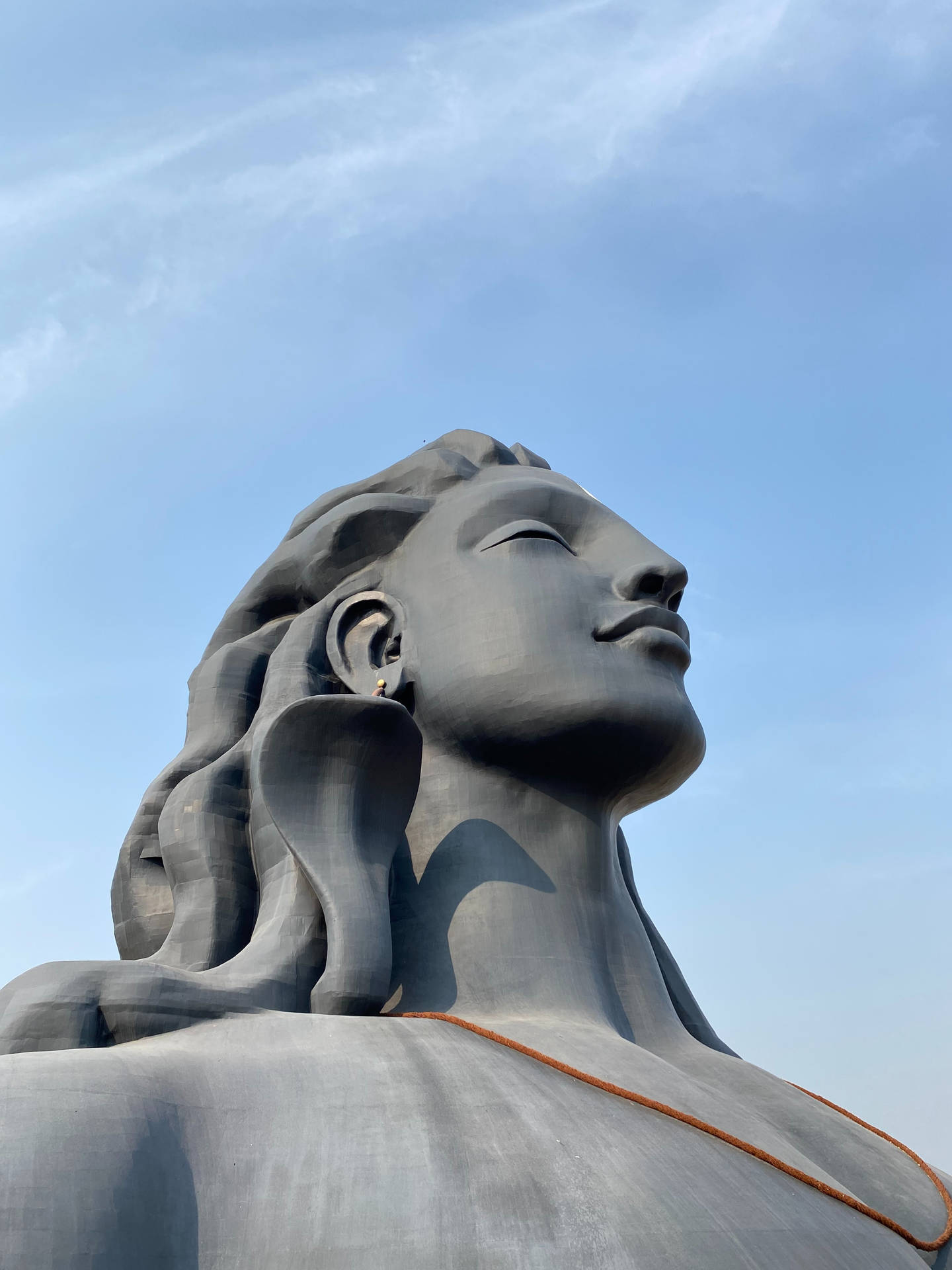 Low-Angle Close-Up Af Adiyogi Shiva Statue. Wallpaper