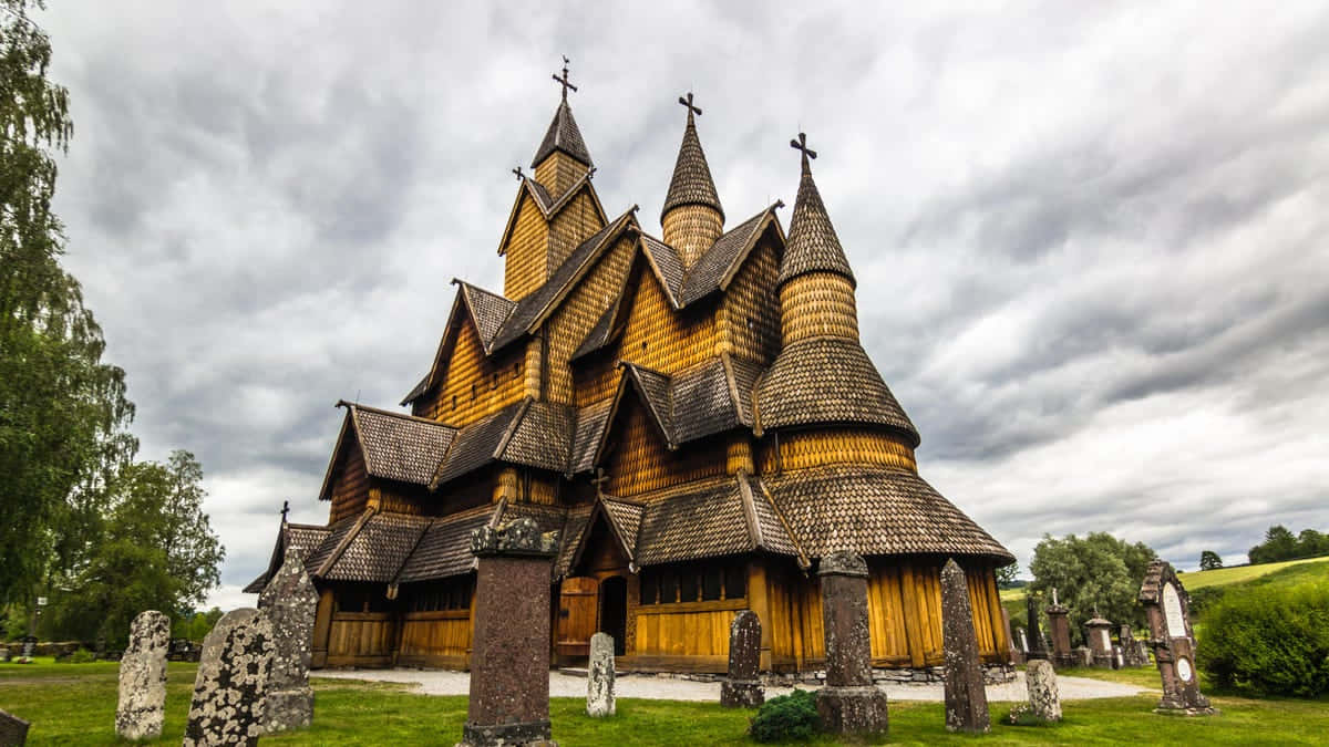 Low-angle Photo Of Heddal Stave Church Wallpaper