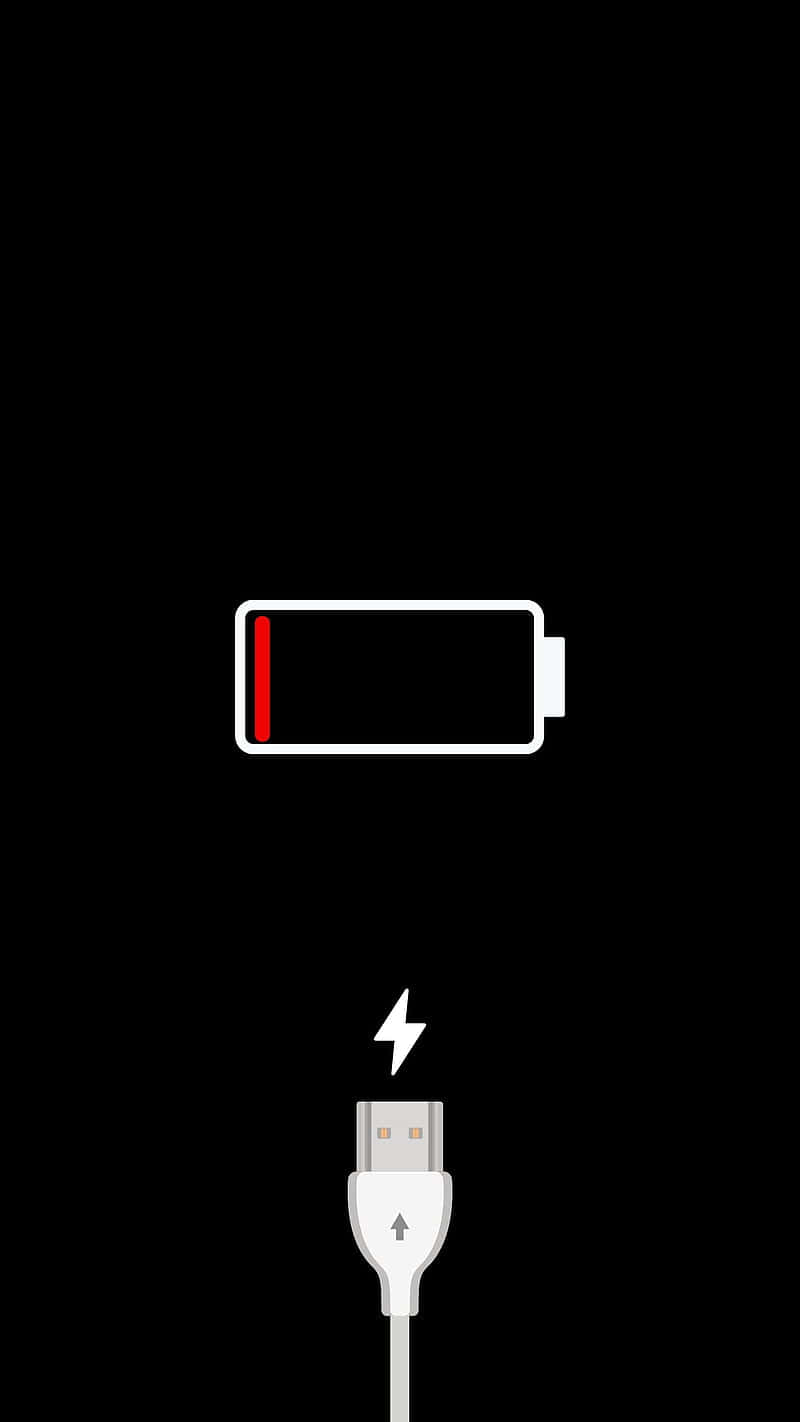 Low Battery Icon With Android Charging Port Wallpaper