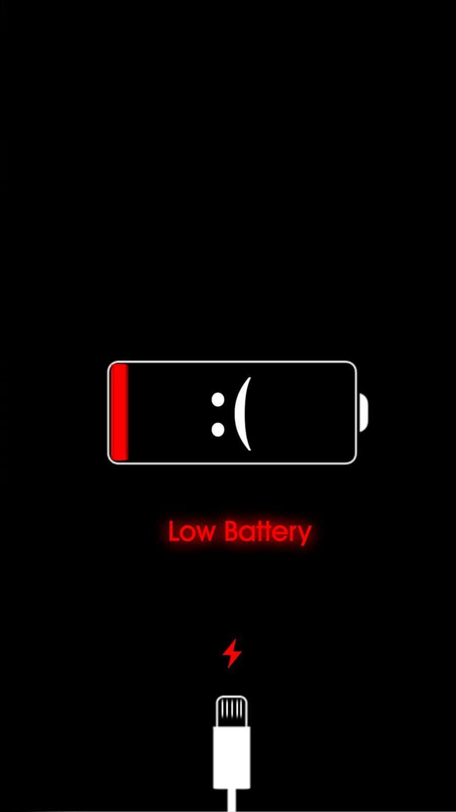 Low Battery With Sad Icon Wallpaper