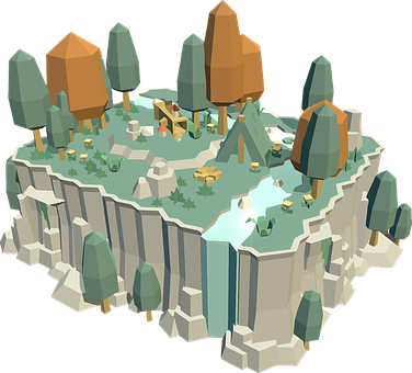 Low Poly_ Camping_ Island_ Scene PNG