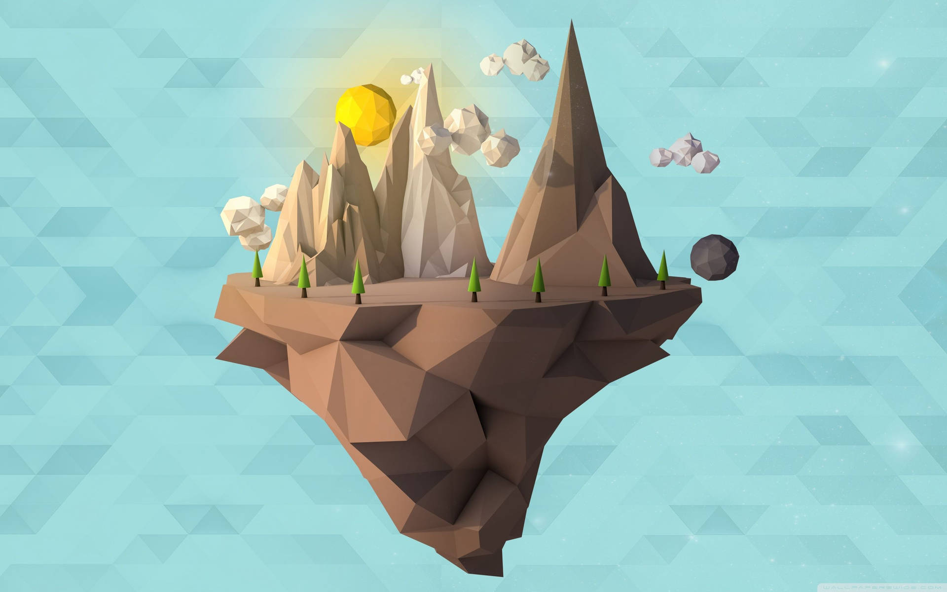 Low Poly Floating Island Wallpaper