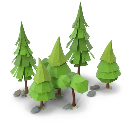 Low Poly Forest Illustration PNG