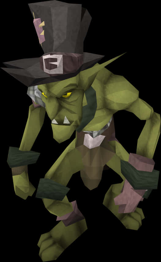 Low Poly Green Goblin Rendering PNG