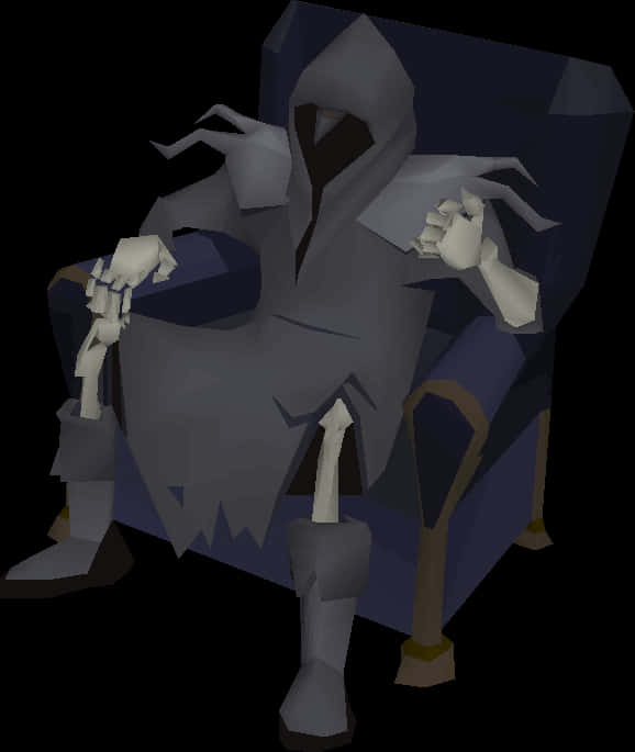 Low Poly Grim Reaper Seated PNG