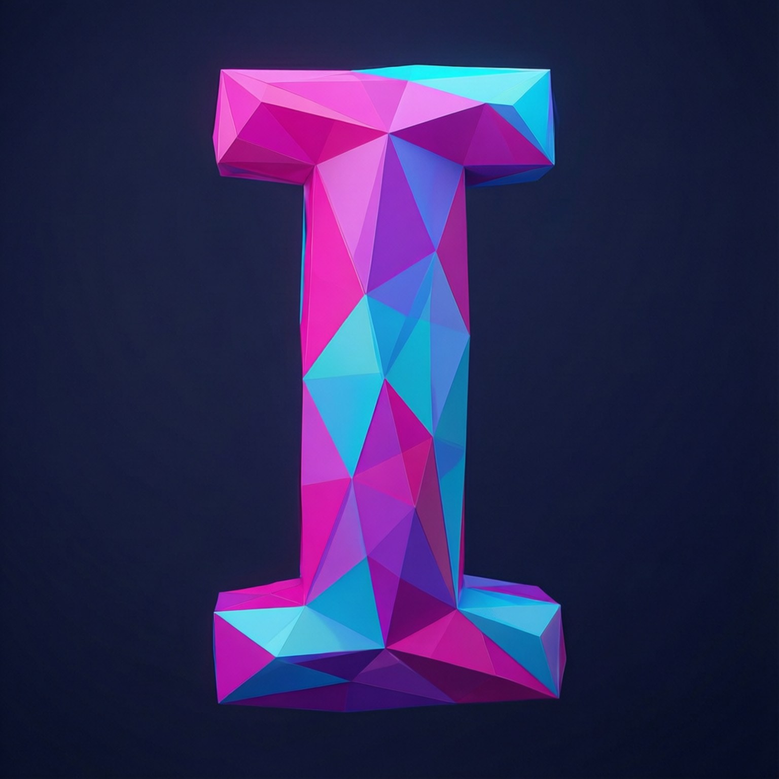 Geometric low-poly letter I in vibrant colors