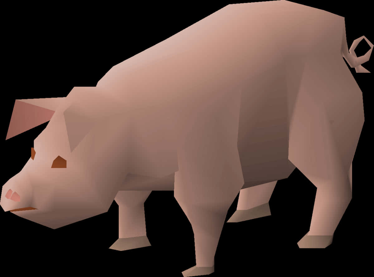 Low Poly Pig Model PNG