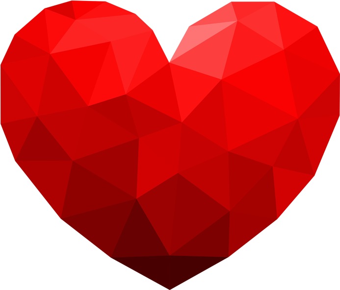 Low Poly Red Heart Graphic PNG