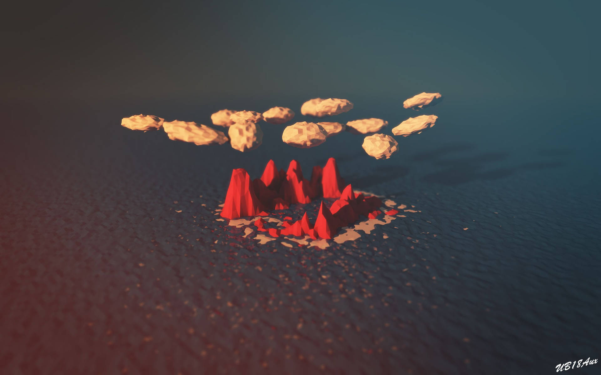 Low Poly Red Island Background