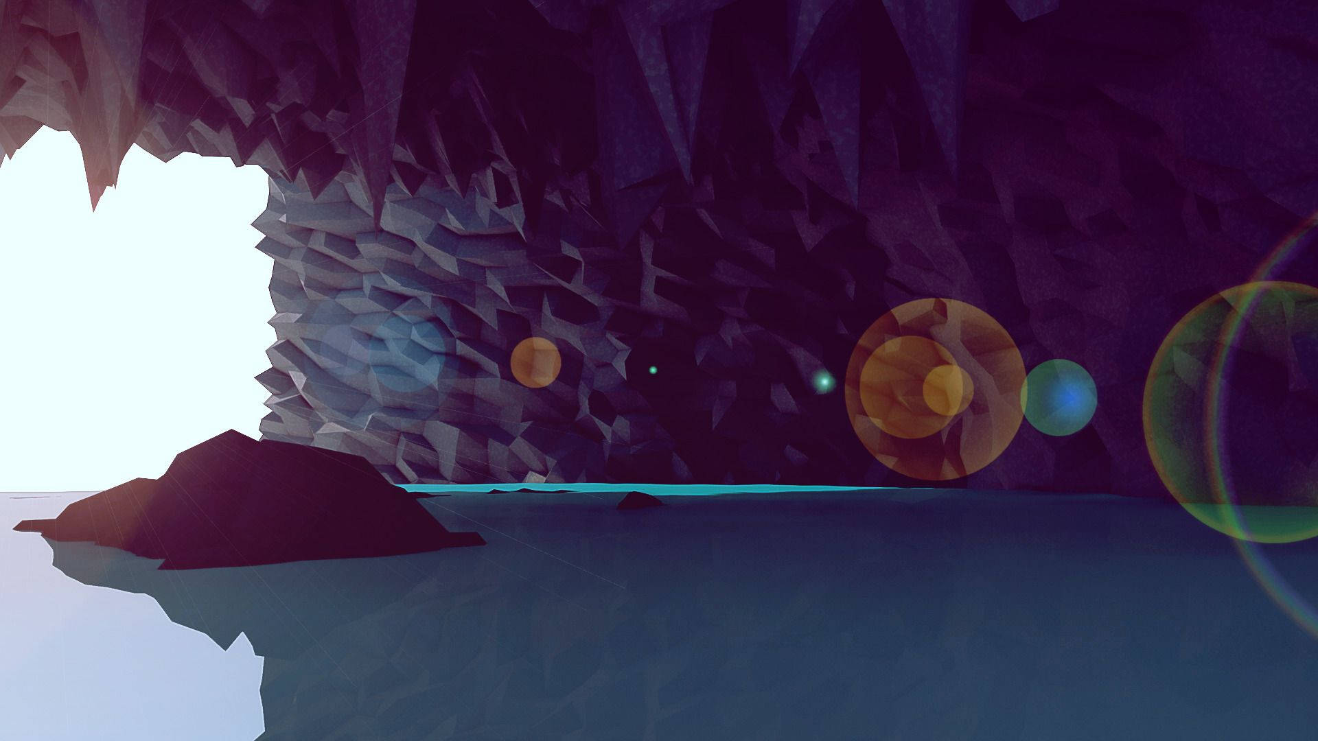 Low Poly Water Cave Wallpaper