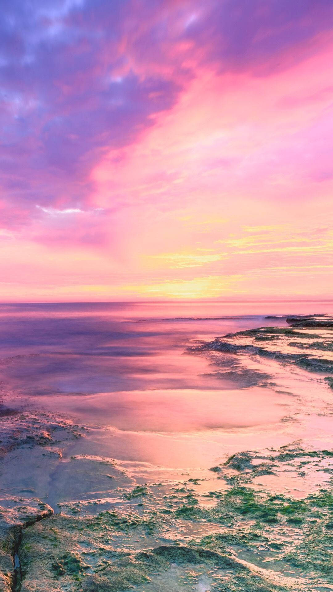Low Water Pink Sunset Wallpaper