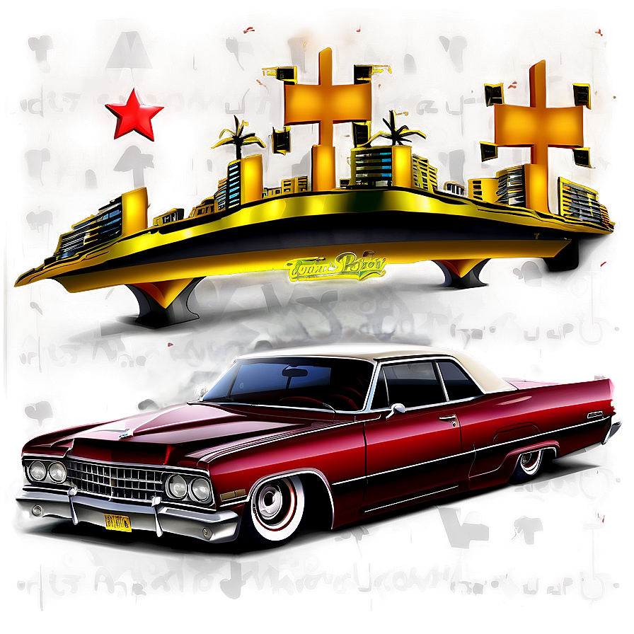 Lowrider At Night Scene Png 06112024 PNG