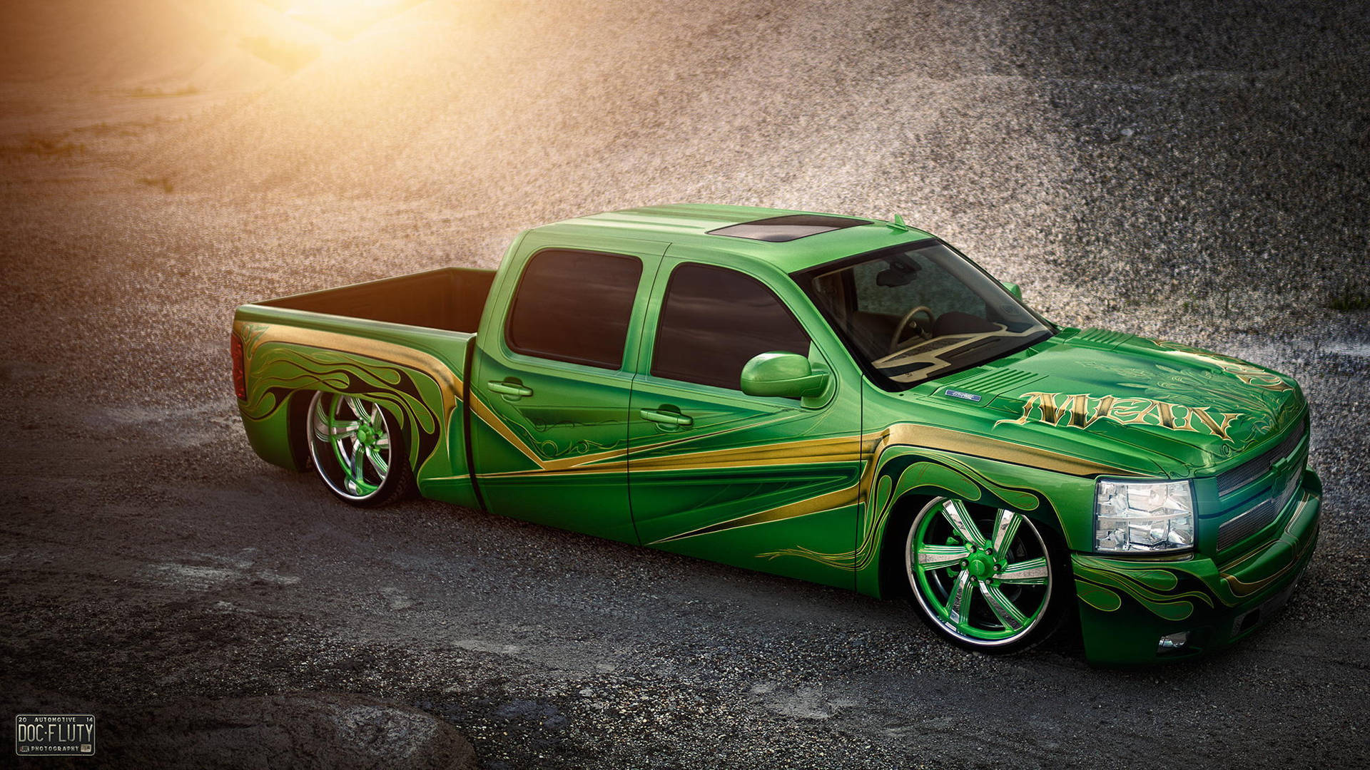 Lowrider Green Chevrolet Silverado Wallpaper