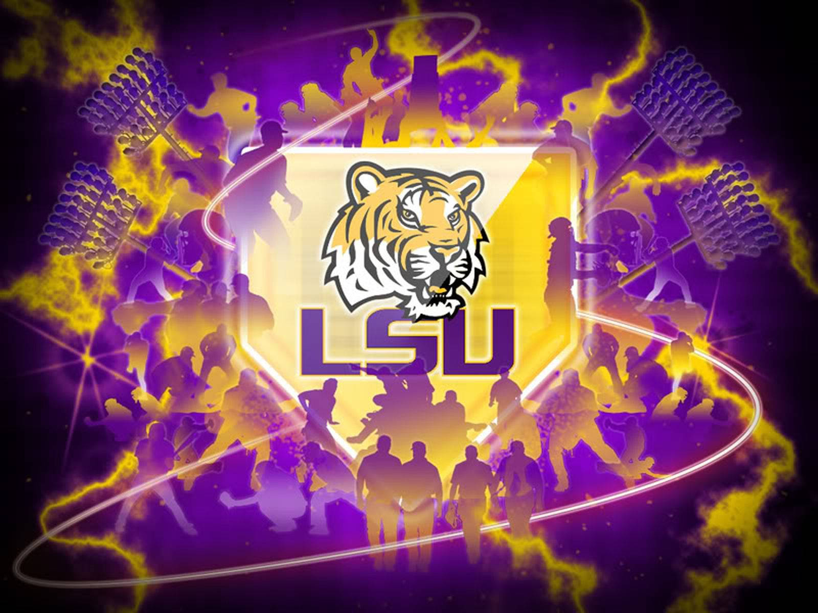 Lsu Tigers Logo With A Purple Background Wallpaper