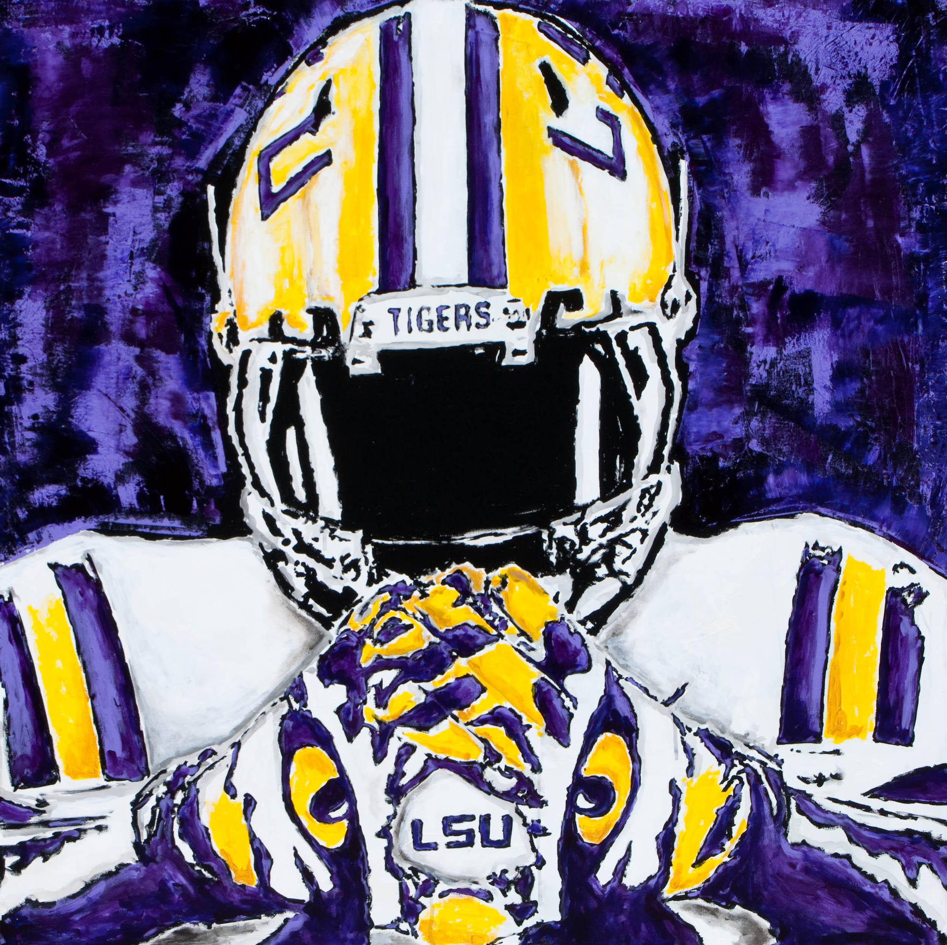 A Painting Of A Lsu Football Player Wallpaper