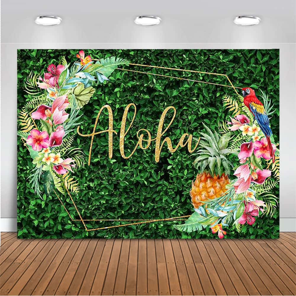 A Green Background With The Word Aloha On It