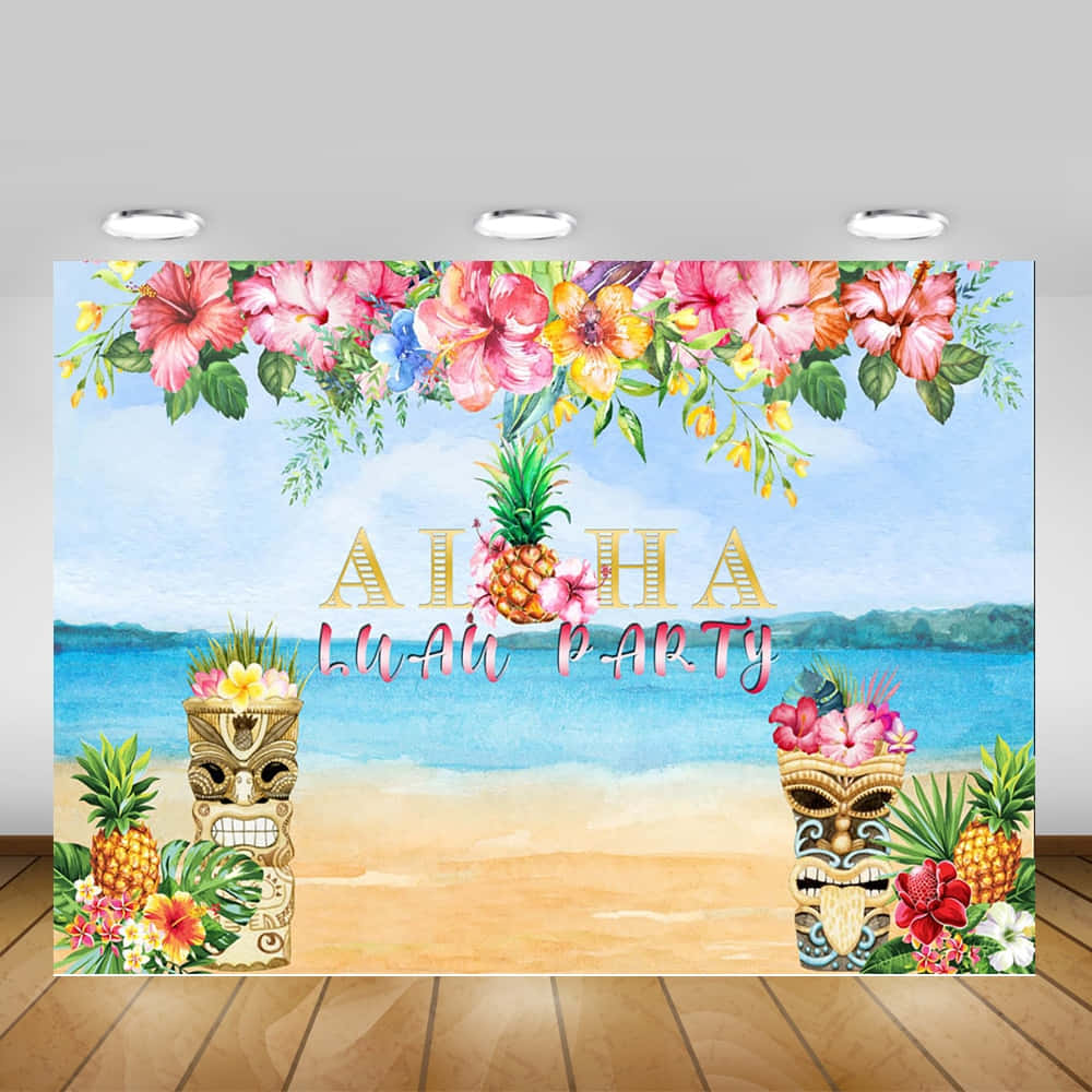 Aloha Tiki Party Backdrop