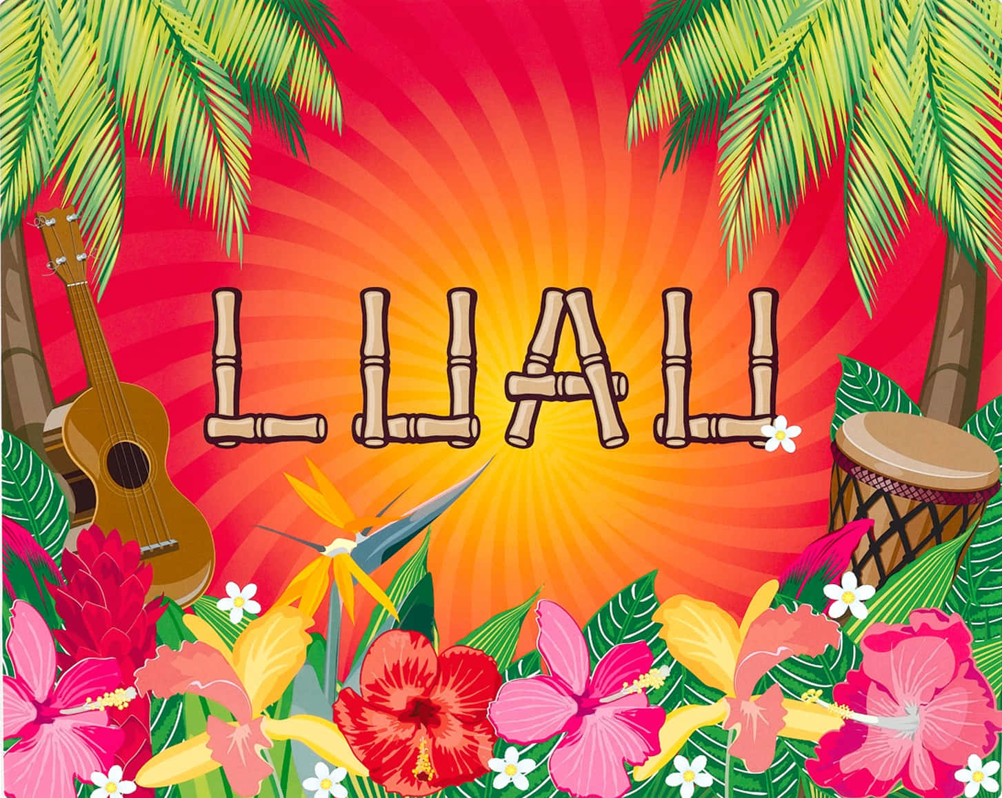 Njutav En Rolig Och Färgglad Hawaiiansk Upplevelse Med En Luau-fest Som Bakgrundsbild På Din Dator Eller Mobil!