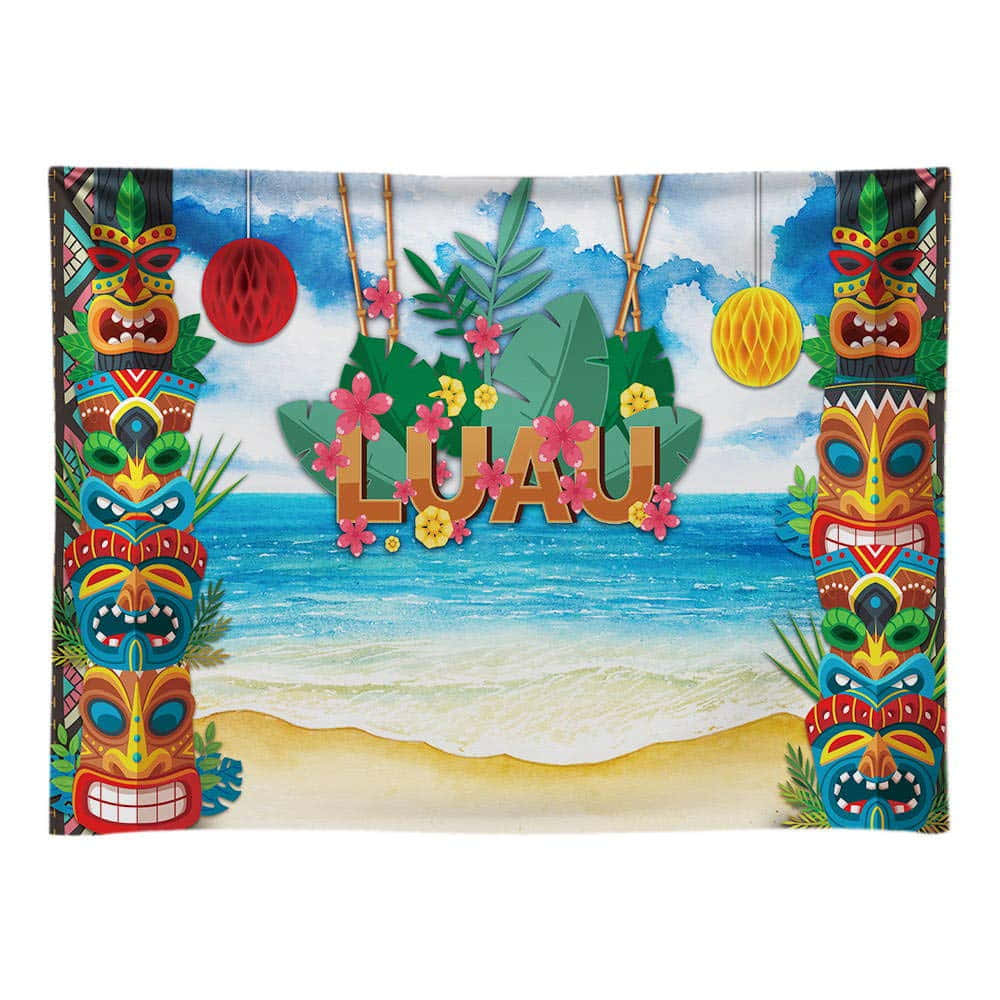 Celebrandoun Luau En Una Playa Tropical En Hawái.