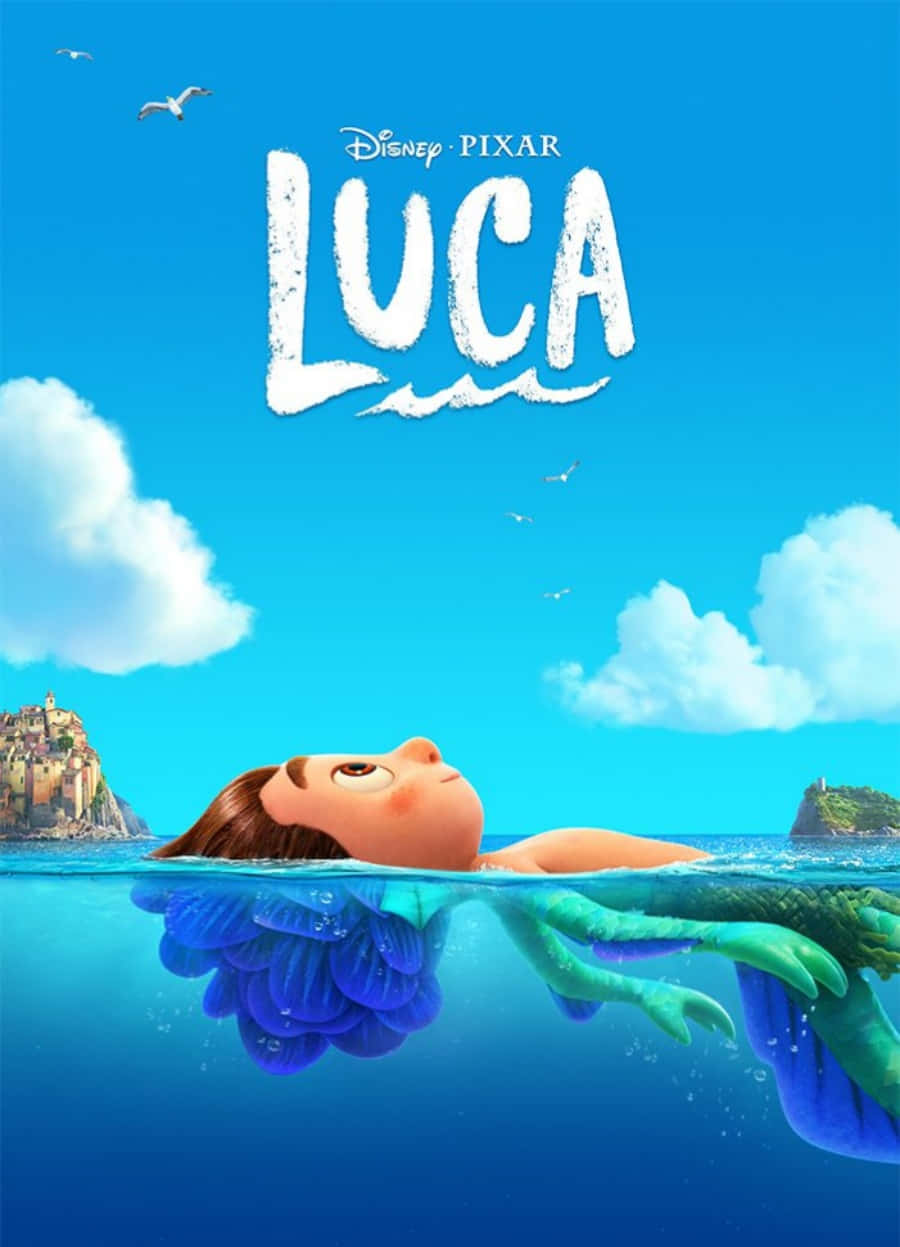 Luca Movie Poster With A Girl Floating In The Water